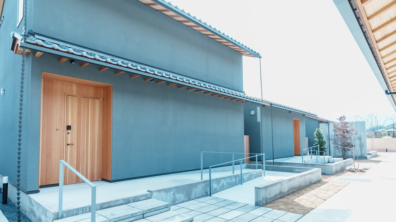 木立に佇む平屋の外観
